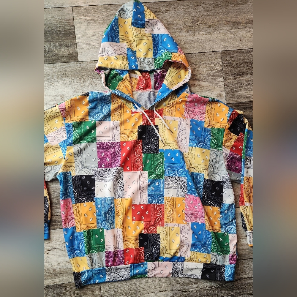Patchwork Drawstring Oversized Hoodie - image 4